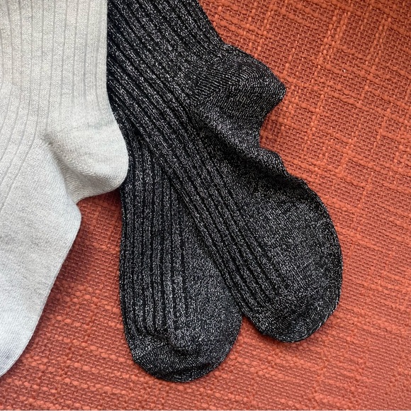 Anthropologie Ribbed Lurex Trouser Socks Set of Two OS NWT - Picture 8 of 9